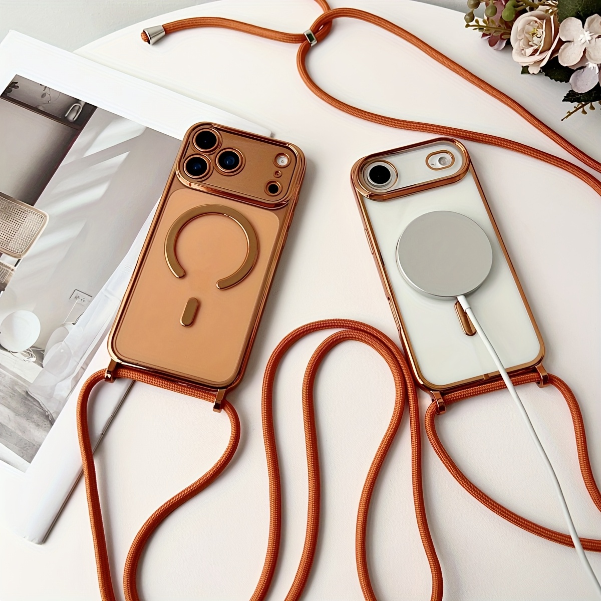 Clear Magsafe Case - Luxury Necklace Cord Rope Lanyard Plating