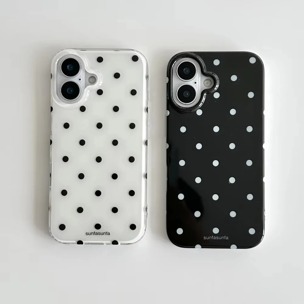 Phone Cases Unique - Minimalist Black and White Polka Dots