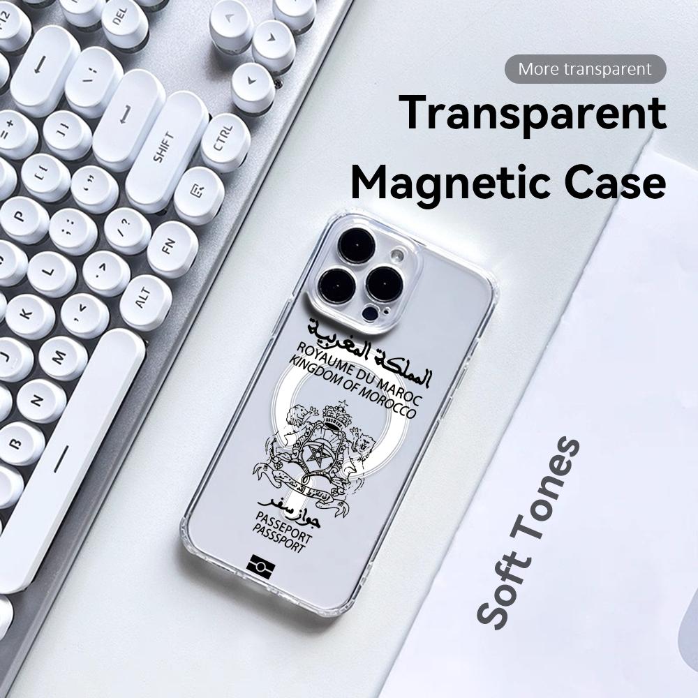 Clear Magsafe Case - Cool Morocco Passport Phone Case For