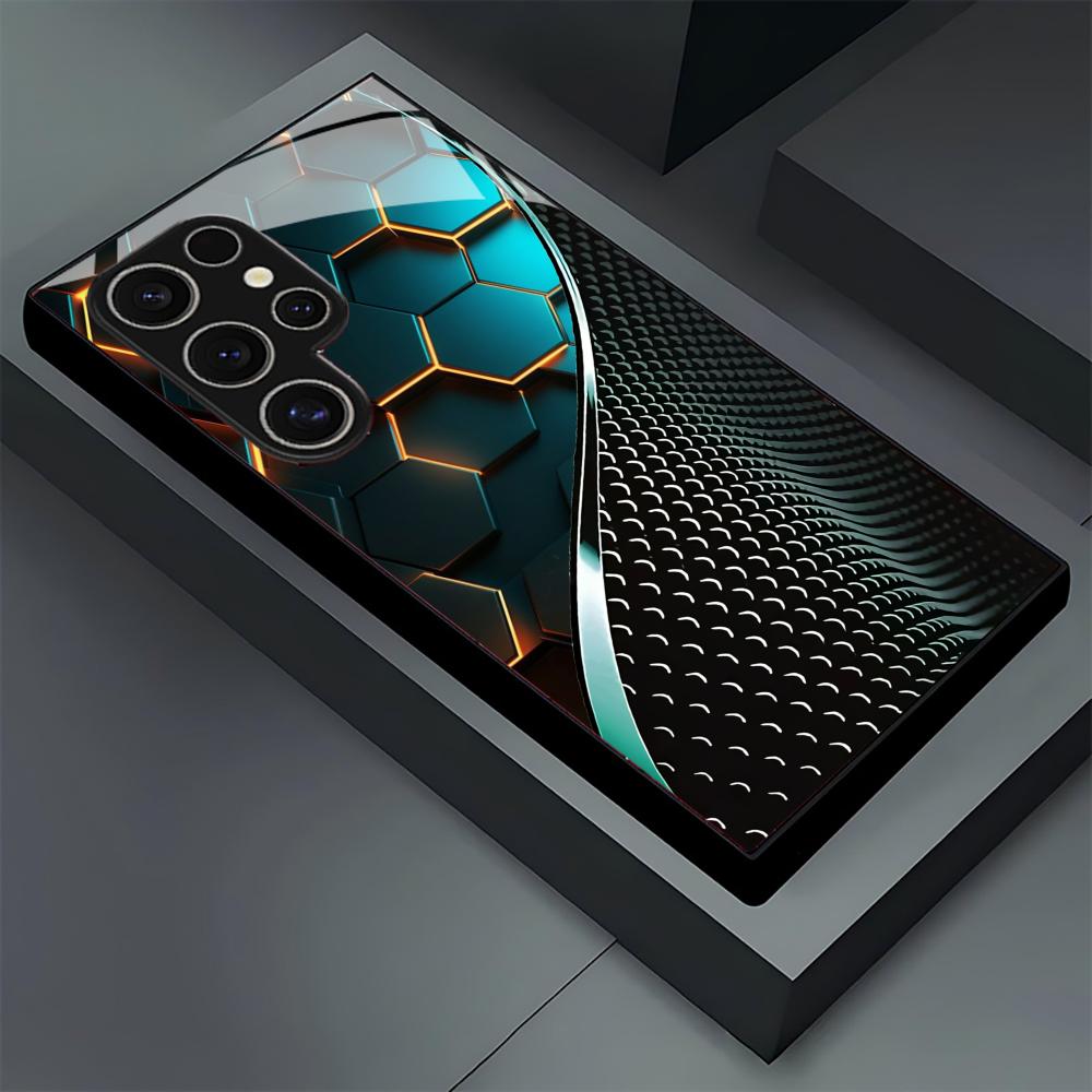 Phone Cases For Samsung S21 5G - Creative Honeycomb Wood Pattern glass Phone
