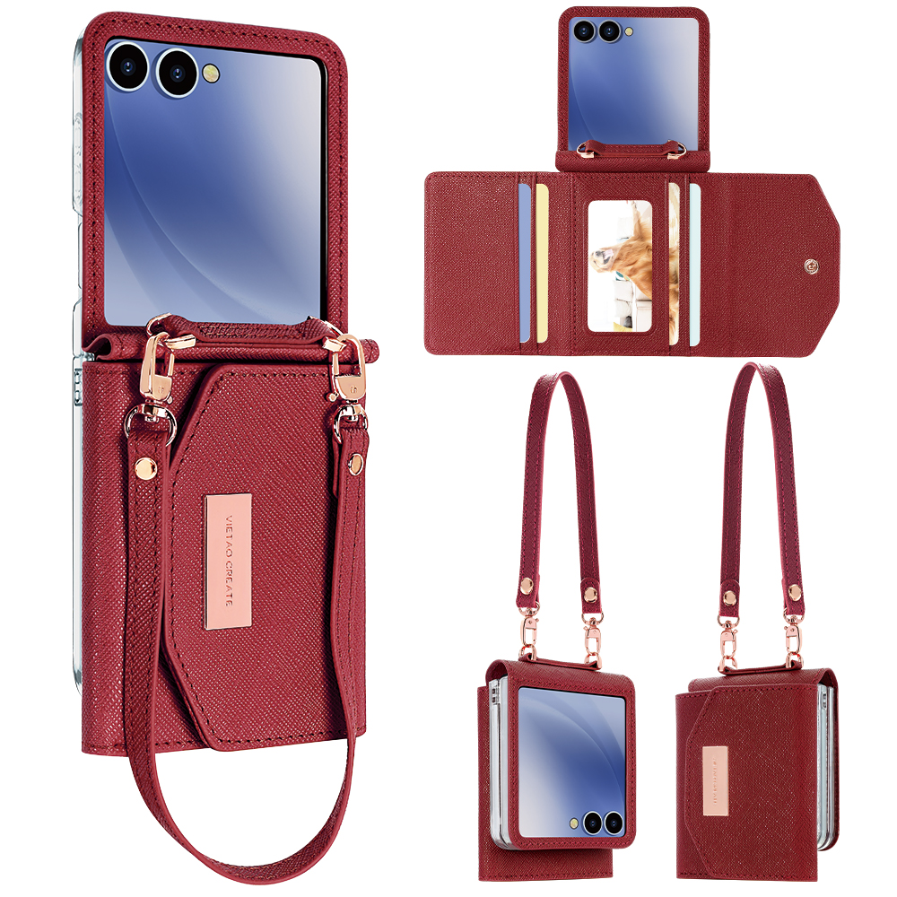 Phone Cases With Straps - VIETAO Dark Red PU Leather Wallet