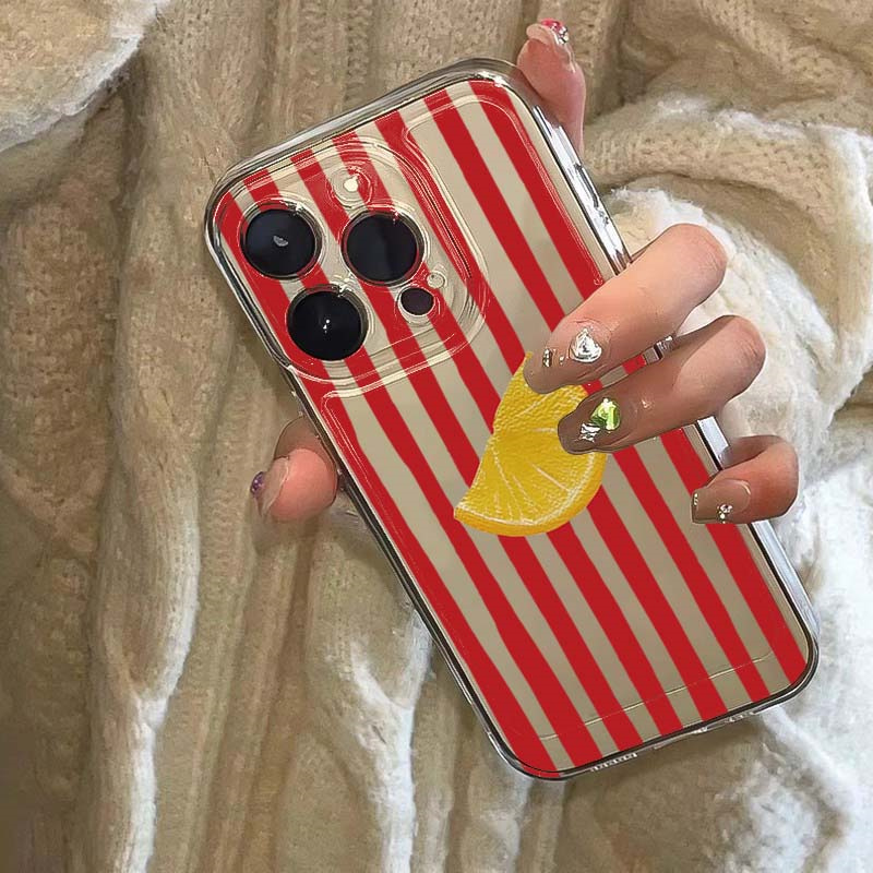 Phone Cases Blue - Lemon Red Pink Blue Stripe Design