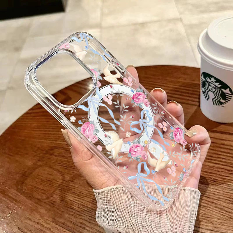 INS Flower Bird Bow Case iPhon - Clear Magsafe Case のレビューと価格