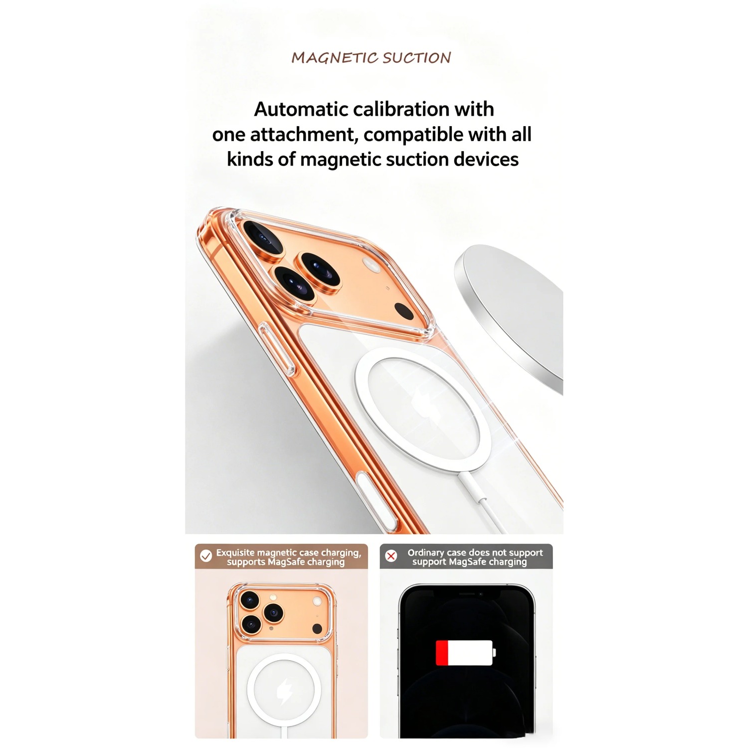 Magnetic Clear Case for iPhone - Transparent Thin Case のレビューと価格
