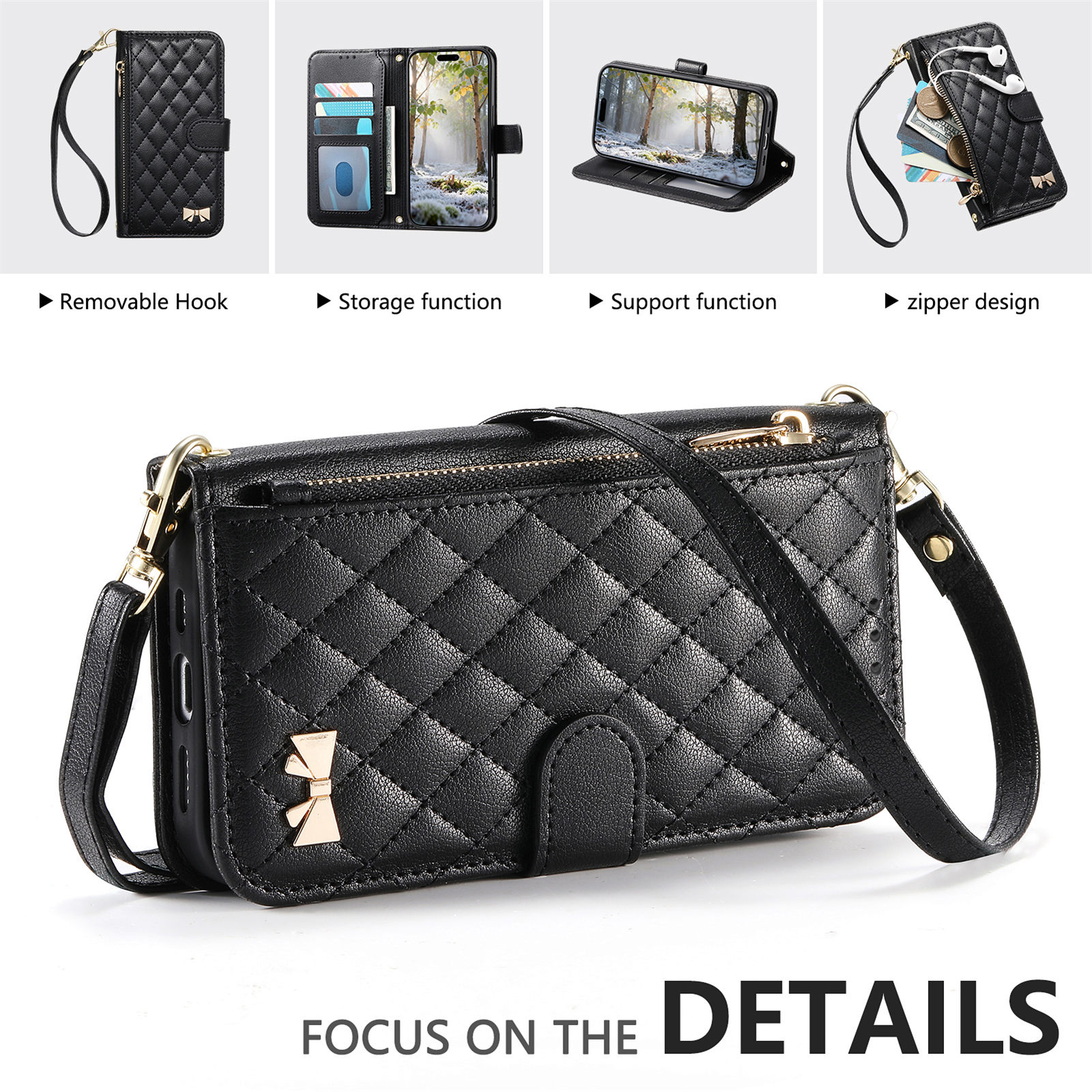 PU Leather Zipper Crossbody Wr - Phone Cases With Straps のレビューと価格