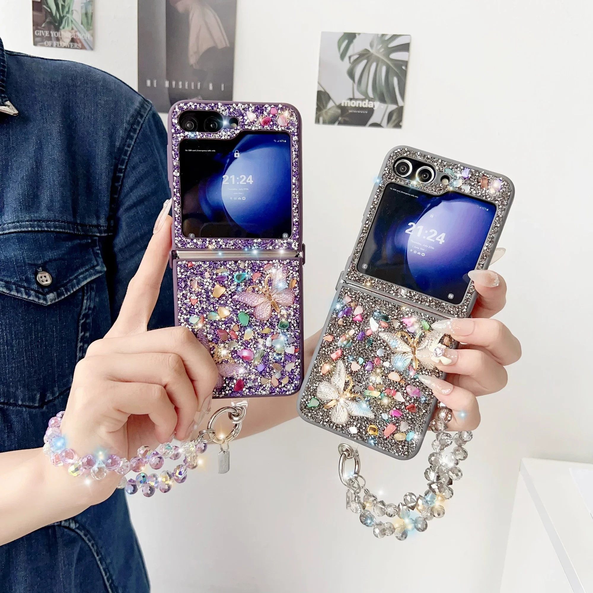 Luxury Glitter Cute Bling Crys - Phone Cases With Straps のレビューと価格