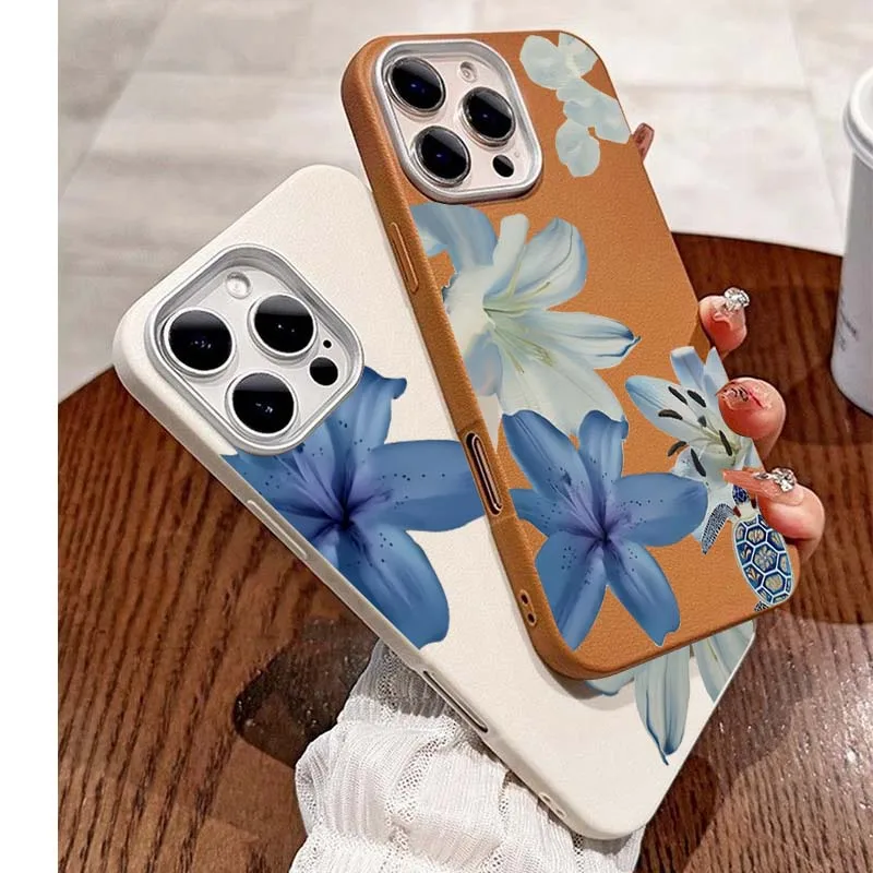 Elegant Blue Lily Fashion Patt - Phone Cases Blue のレビューと価格