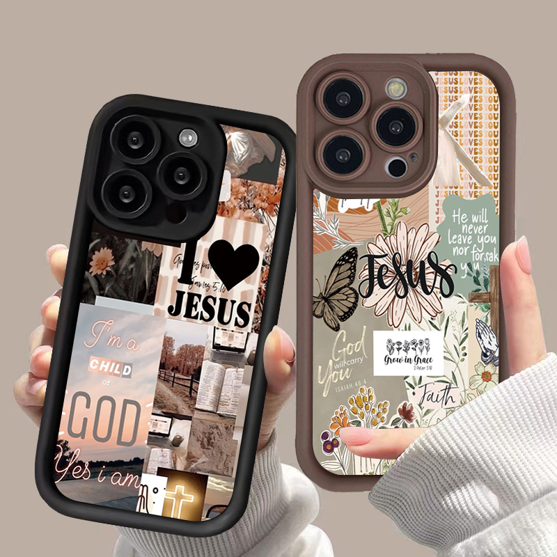 Jesus Collage Pattern Thick Sh - Phone Cases Arc のレビューと価格
