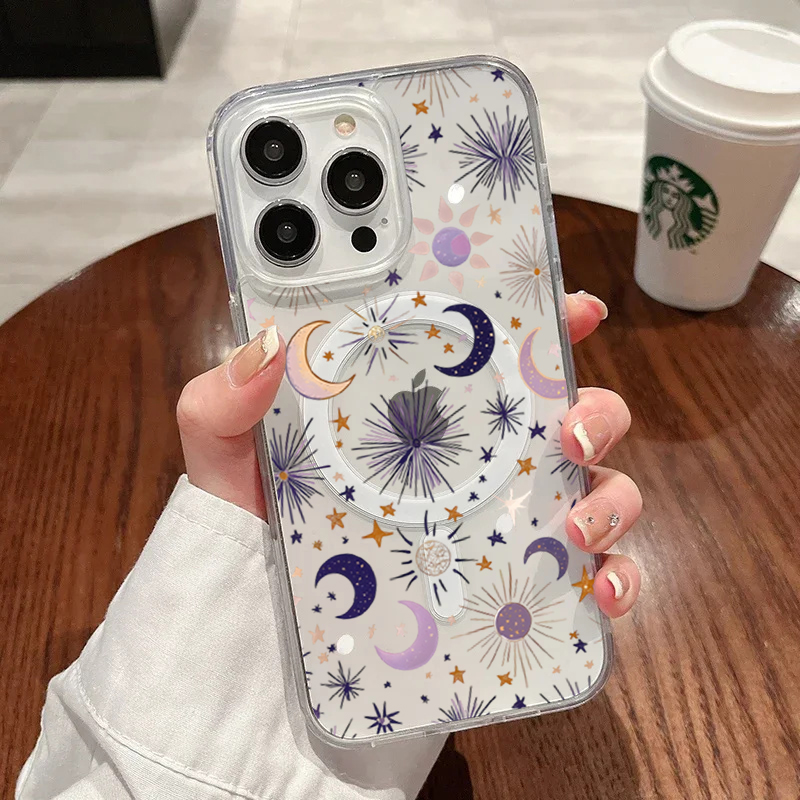 Romantic Sun Moon Stars Phone  - Clear Magsafe Case のレビューと価格